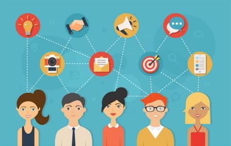 Social network teamwork illustration