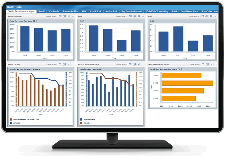 SAS banking analytics architecture executive dashboard screenshot
