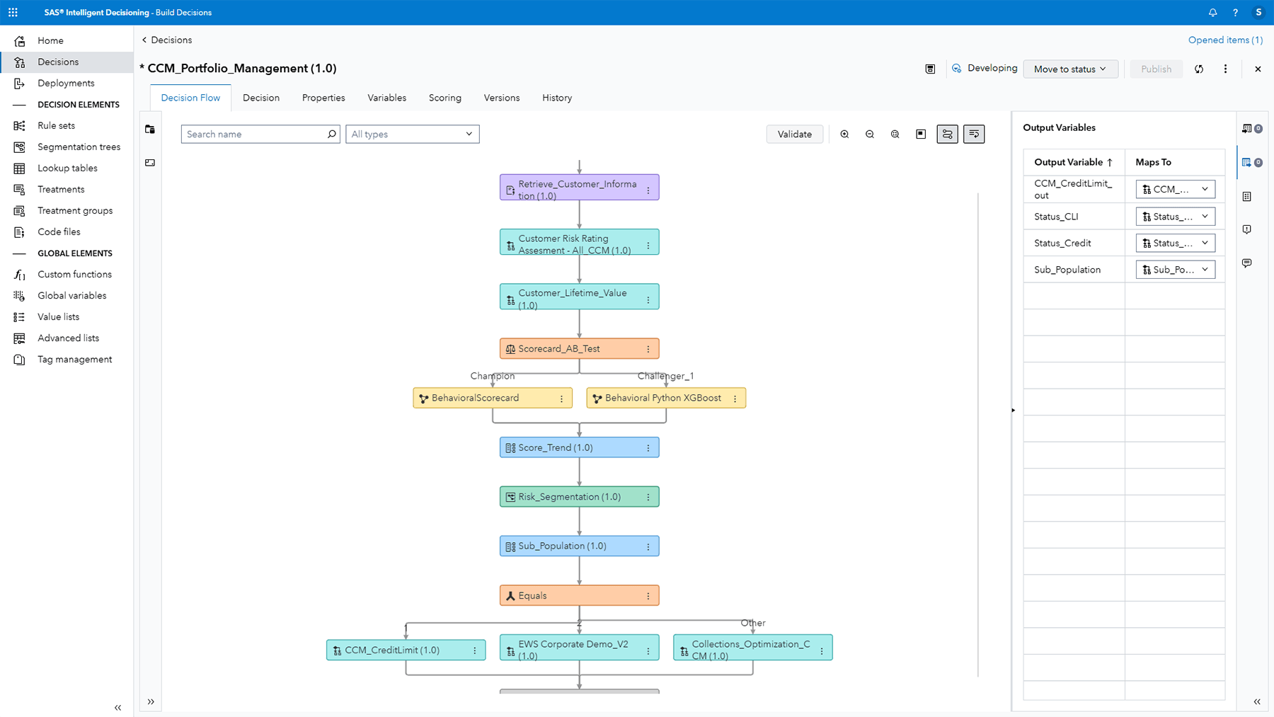 Screenshot of SAS Credit Customer Management - Intelligent Decisioning