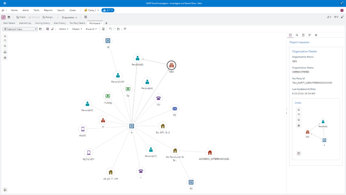 Screenshot of SAS Tax Compliance network view