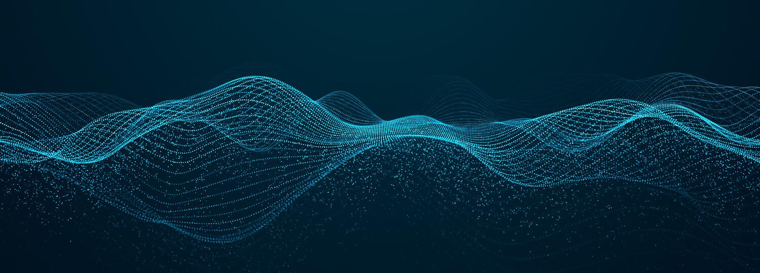 Abstract blue background of data points forming waves