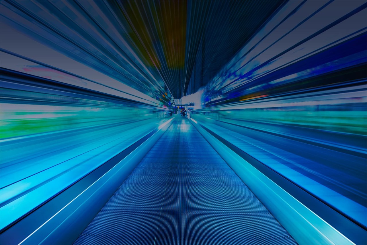 Abstract view of moving walkway