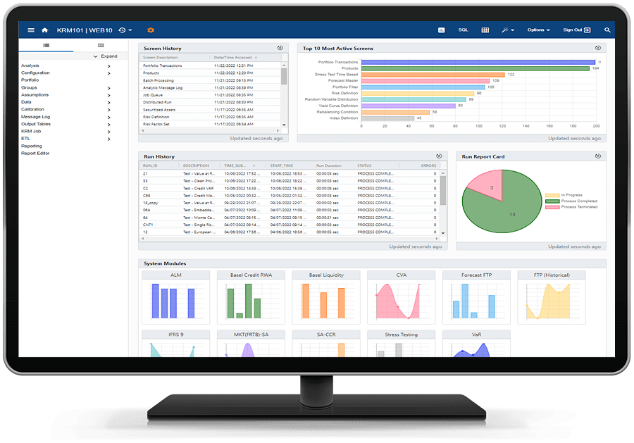 Kamakura Risk Manager showing landing page on desktop monitor