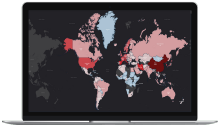 SAS Visual Analytics COVID-19 map on laptop