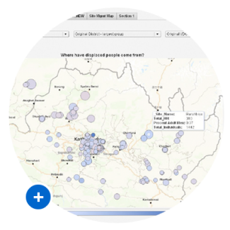 Thumbnail of analytics showing where Nepal's displaced families came from