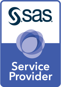 SAS Service Provider badge art, vertical format, white background