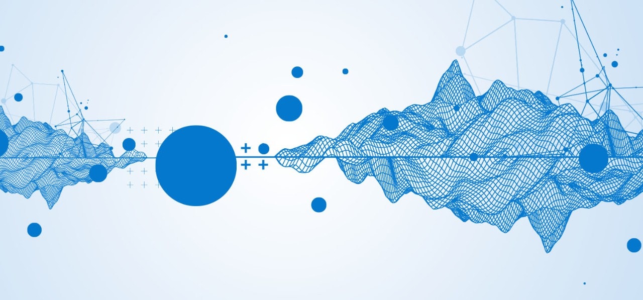 Mesh Waves with Dots and Lines in Blue Mesh Waves with Dots and Lines in Blue