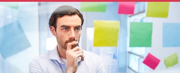 Man thinking email banner Man thinking email banner