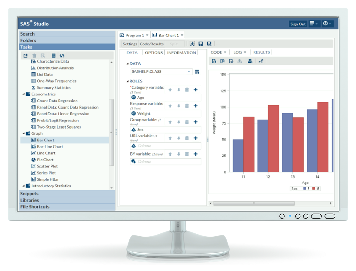 Screenshot van SAS/ACCESS software.