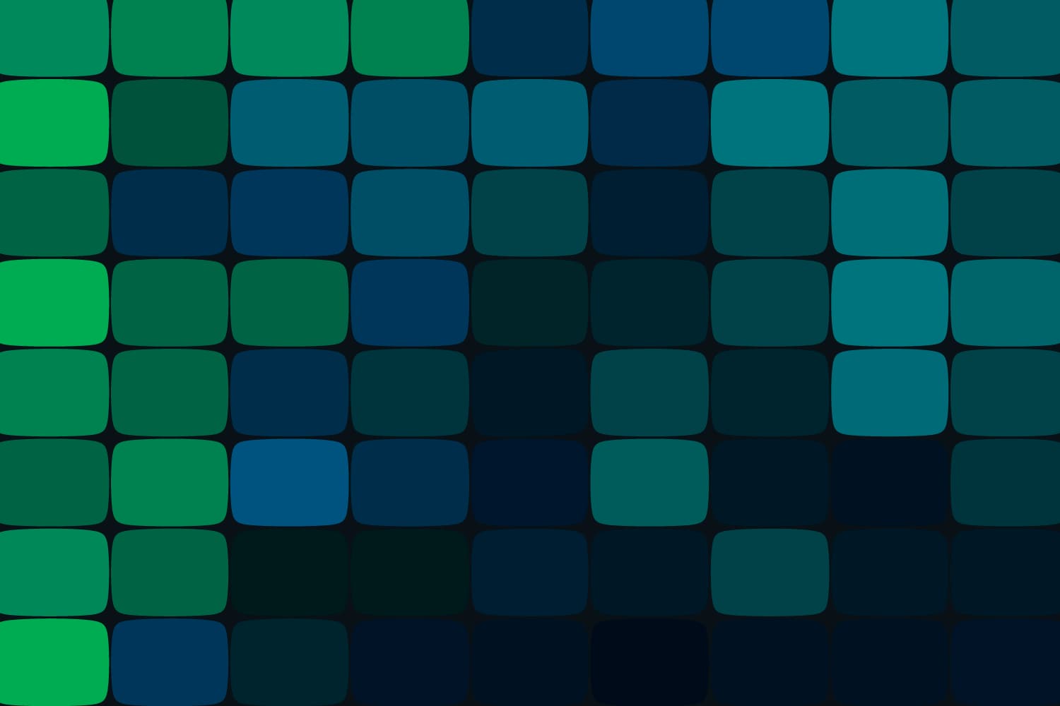 Green and blue blocks stacked in rows