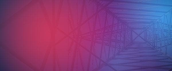Electrical tower abstract over red and blue texture background