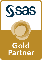 SAS Gold Partner badge art, vertical format, white background