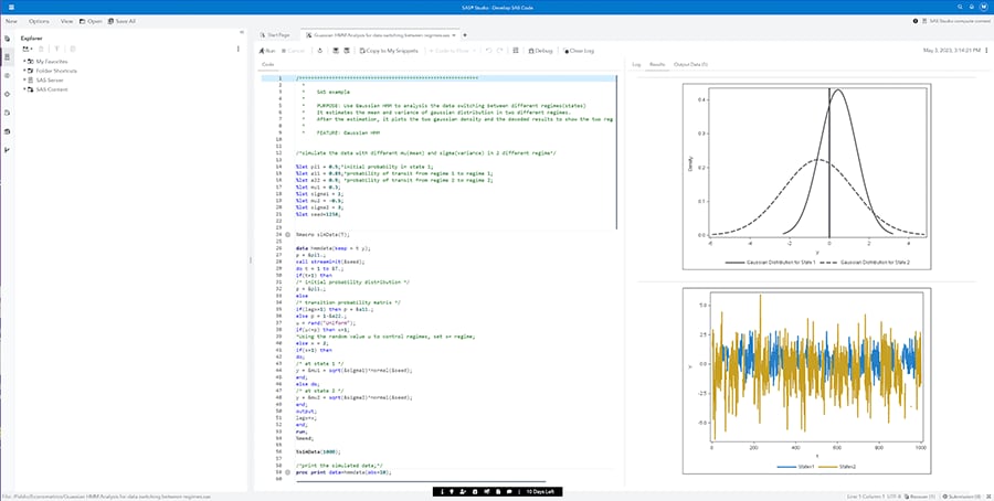 SAS Viya screenshot showing code and flow development
