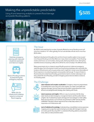 Making the unpredictable, predictable: Using AI and streaming analytics to prevent flood damage and predict flooding patterns
