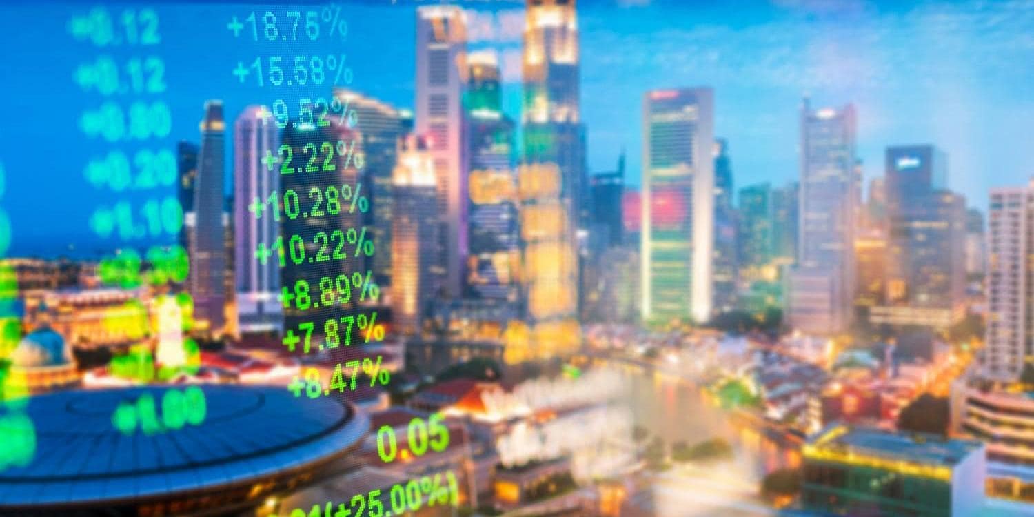 Singapore skyline with Financial Stock market index