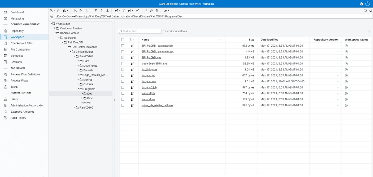 SAS Life Science Analytics Framework
