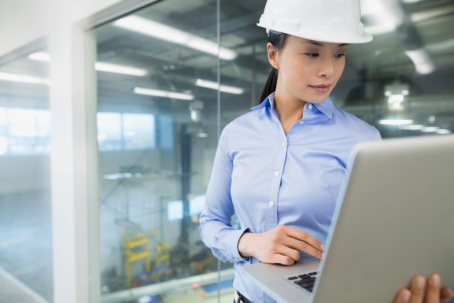 Woman wearing hard hat