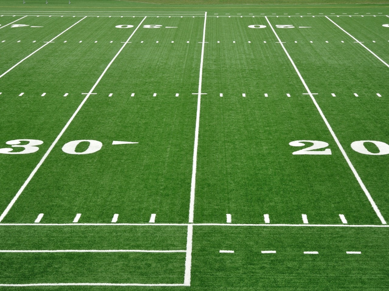 Twenty and Thirty Yard Line on American Football Field Twenty and Thirty Yard Line on American Football Field