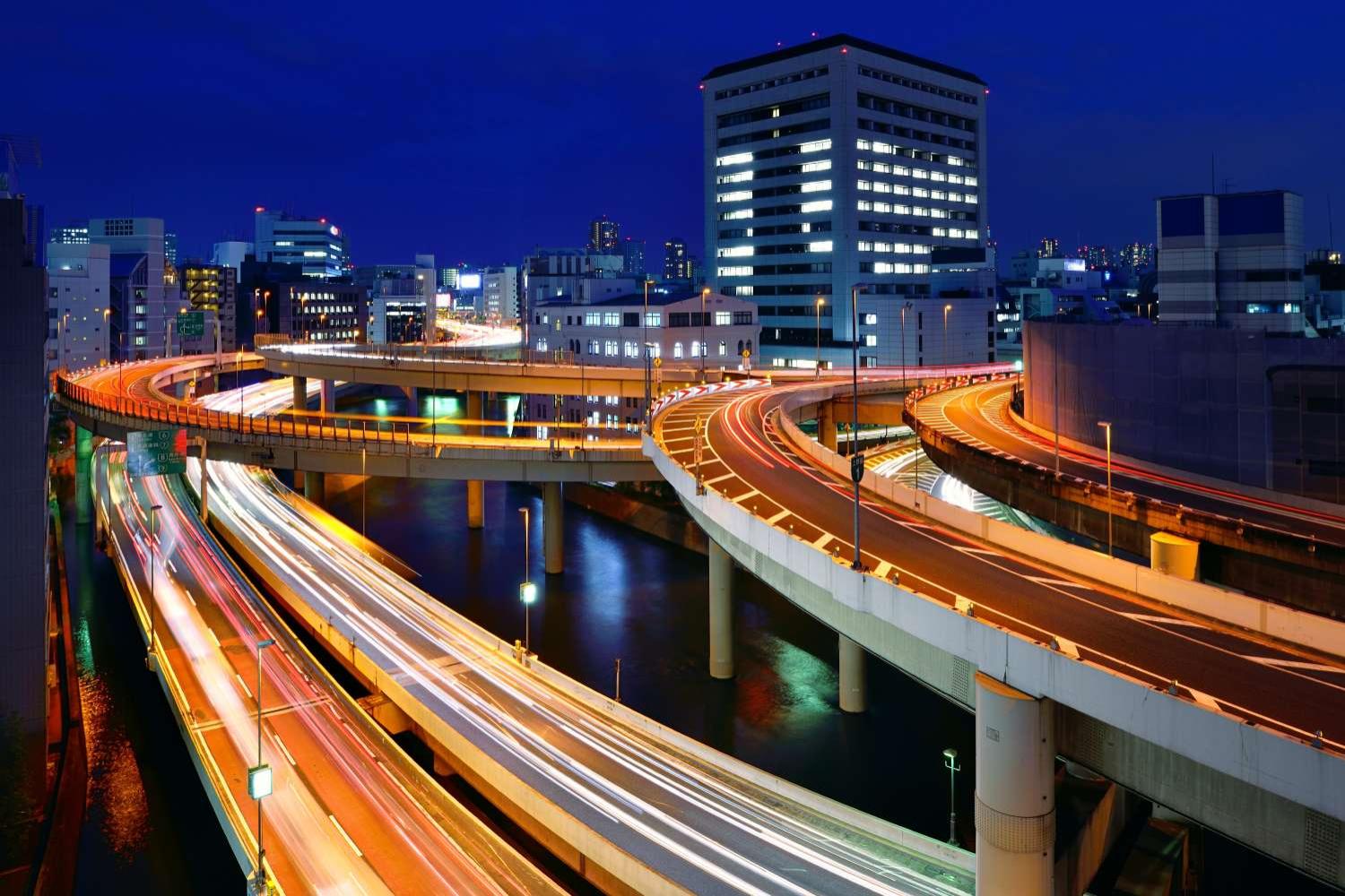 Tokyo Expressway junction at twilight