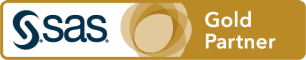 SAS Gold Partner badge art, horizontal format, white background