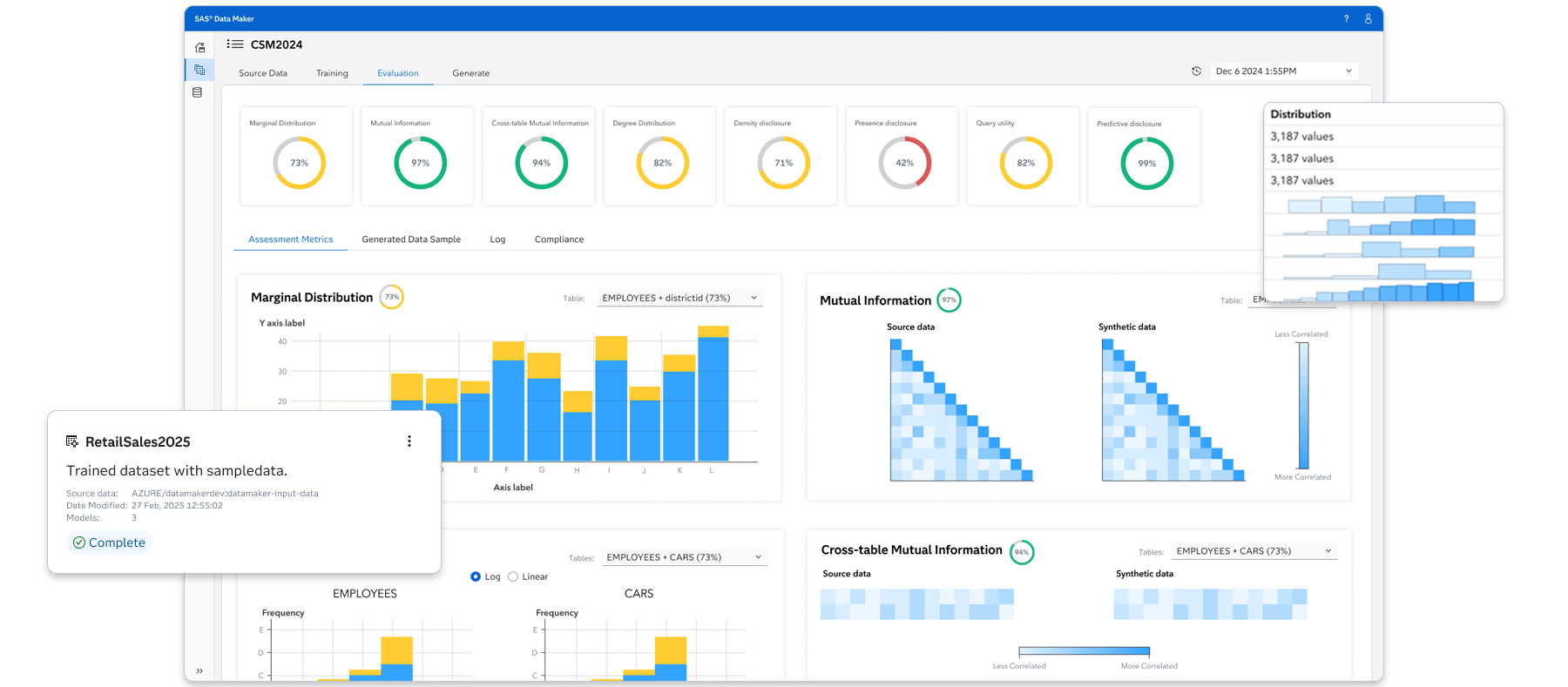 Captura de pantalla de SAS Data Maker - observaciones