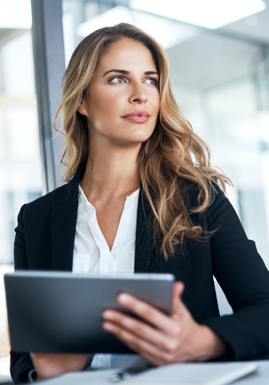 Business woman holding a tablet