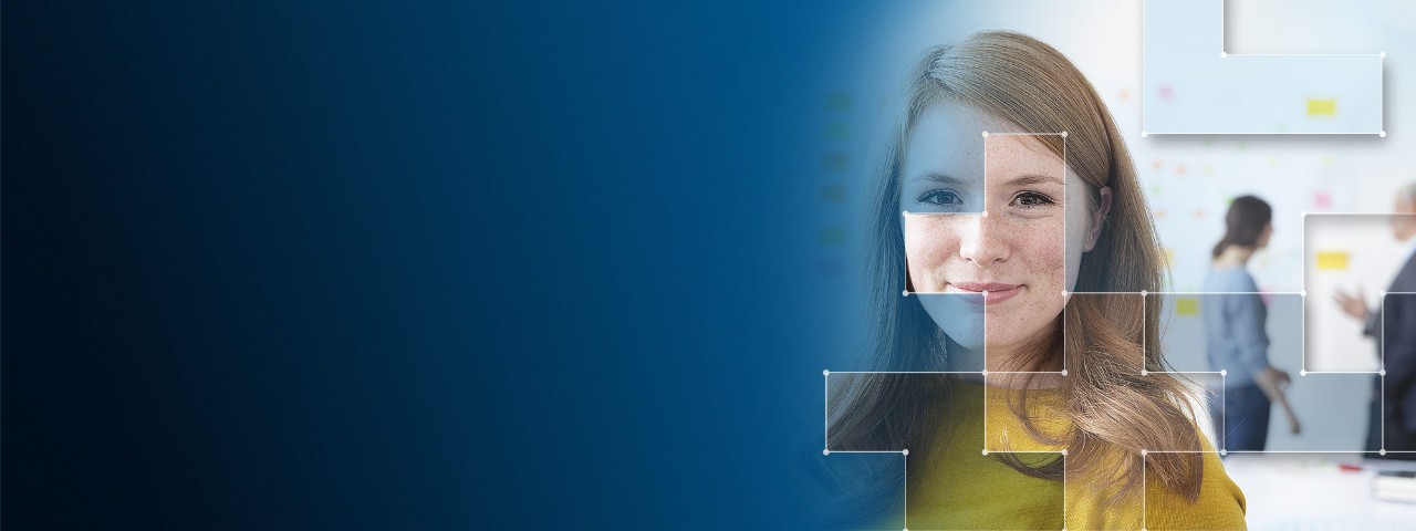 Girl with yellow drss tetris blue