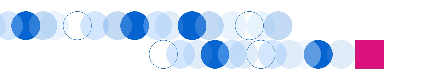 Blue dots transitioning to pink square