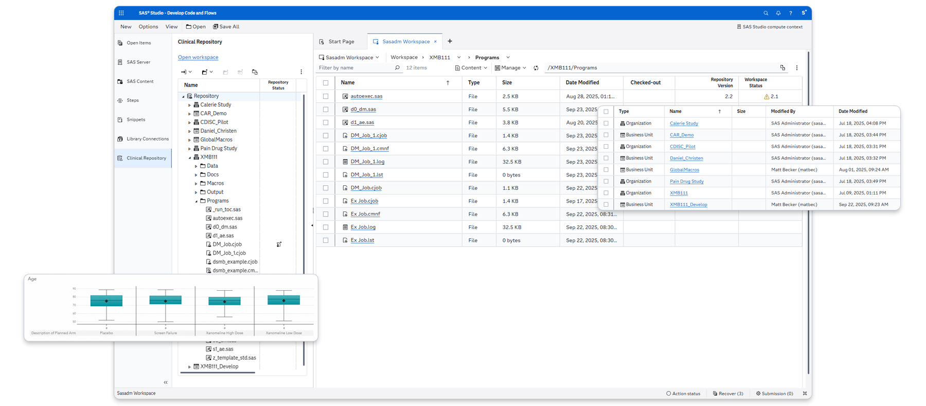 Screenshot of SAS Health Clinical Acceleration integration with highlights