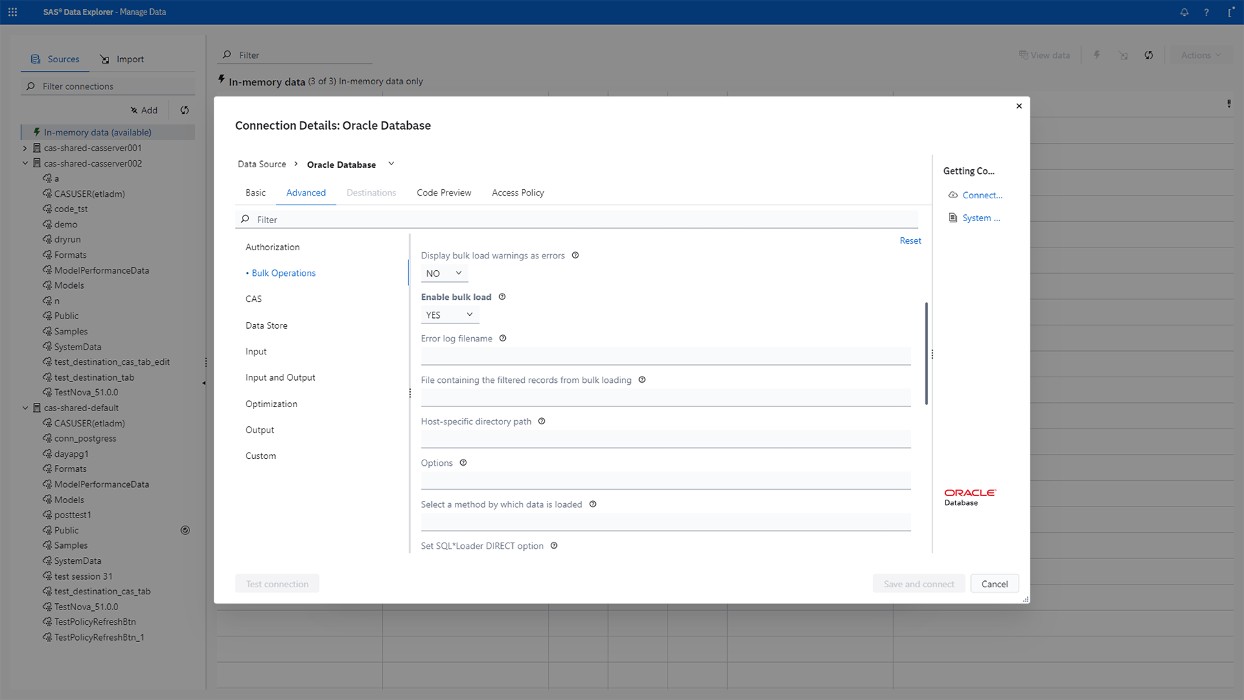 SAS Data Explorer c3 bulk loading
