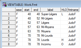 Exemple – Créer ses propres formats à partir d’une table.