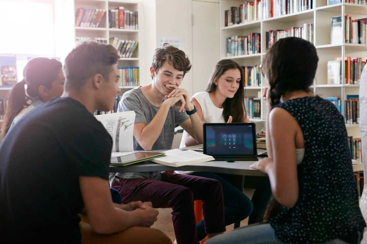 Students working in groups