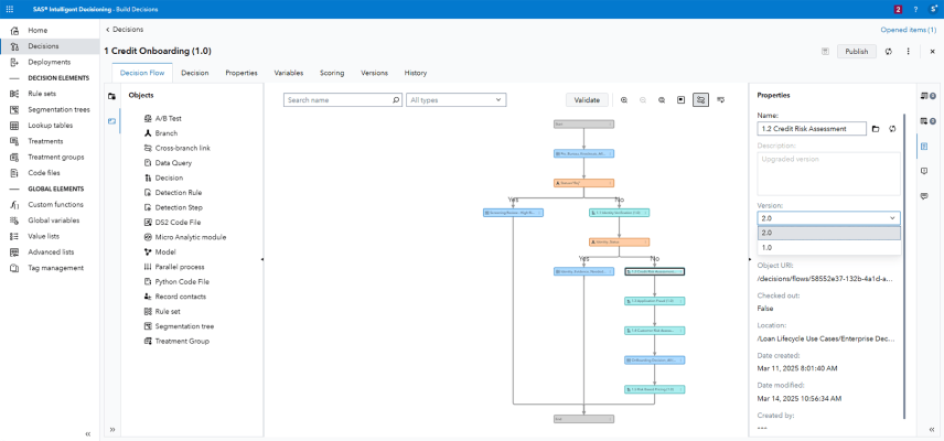 SAS Intelligent Decisioning - Enterprise Decisioning for Origination screenshot