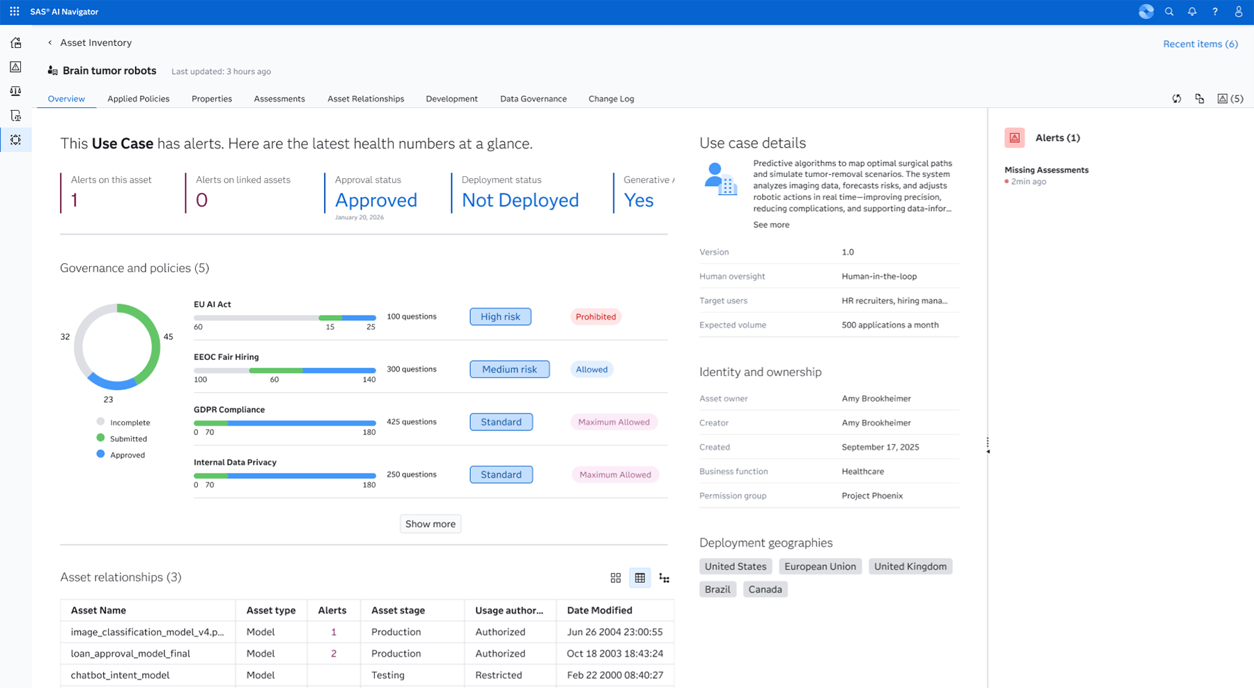 Screenshot of SAS AI Navigator showing use case overview