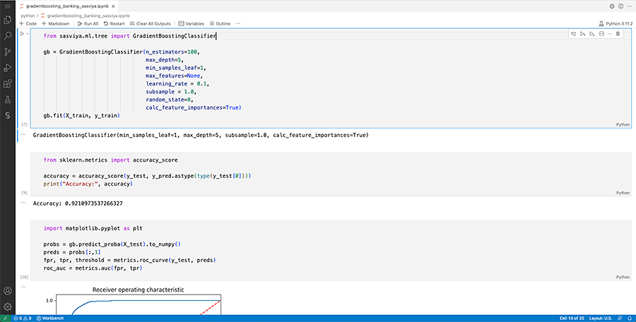 Capture d'écran de SAS Viya Workbench montrant la nouvelle API Python