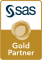 SAS Gold Partner badge art, vertical format, white background