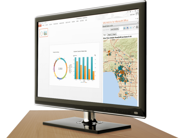 SAS Office Analytics terpampang pada monitor desktop