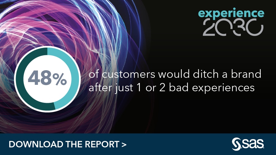 Experience 2030 - 48% of customers would ditch a brand after just 1 or 2 bad experiences