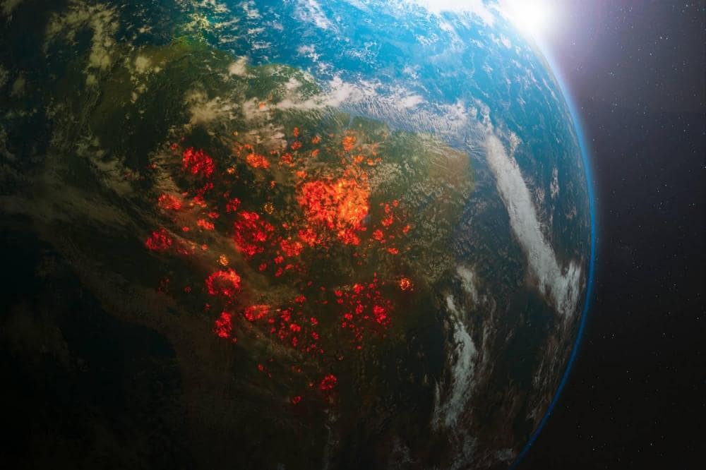 Amazon rainforest fires from space