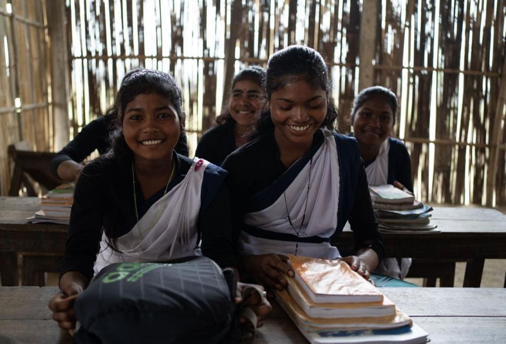 schoolgirls in classroom in developing nation