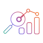 Magnifying Glass and Graph Gradient Colors icon