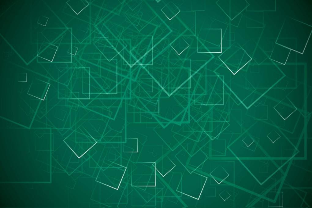 Abstract squares on green background