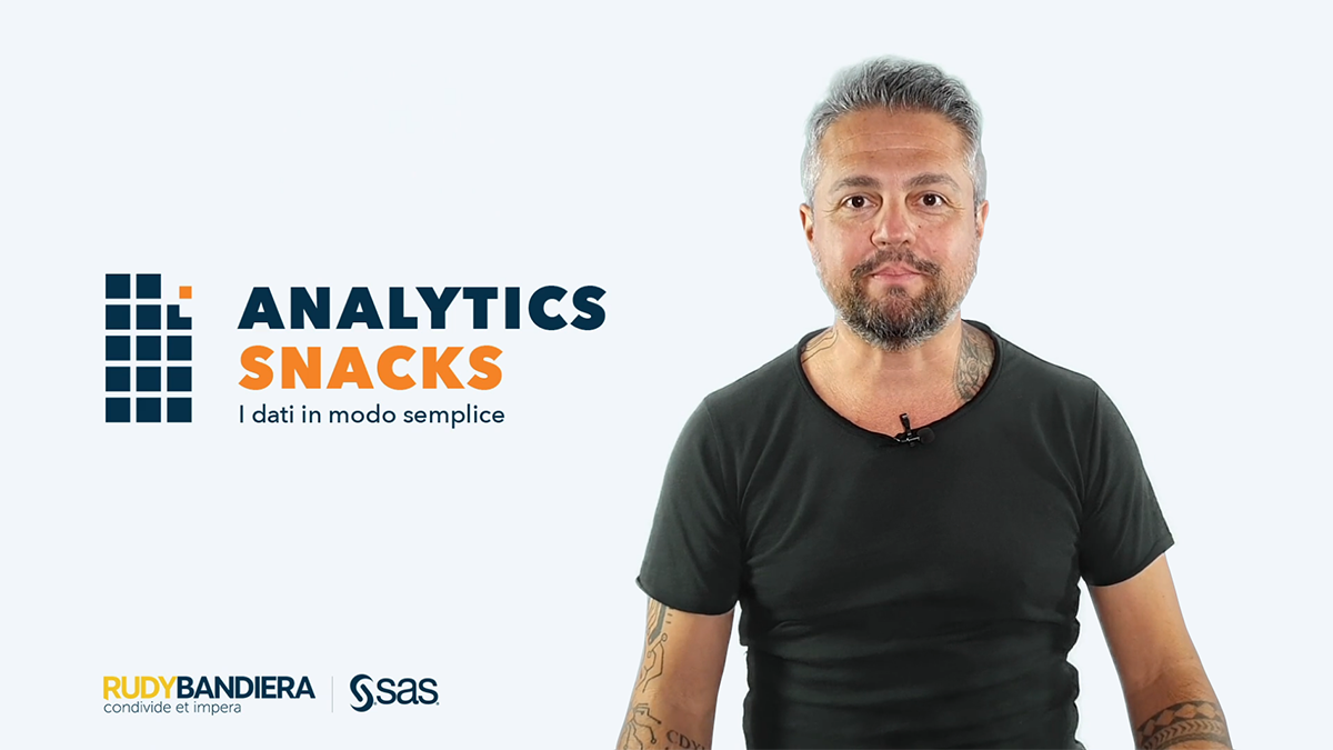 Analytics Snacks promotion logo and Rudy Bandiera Picture