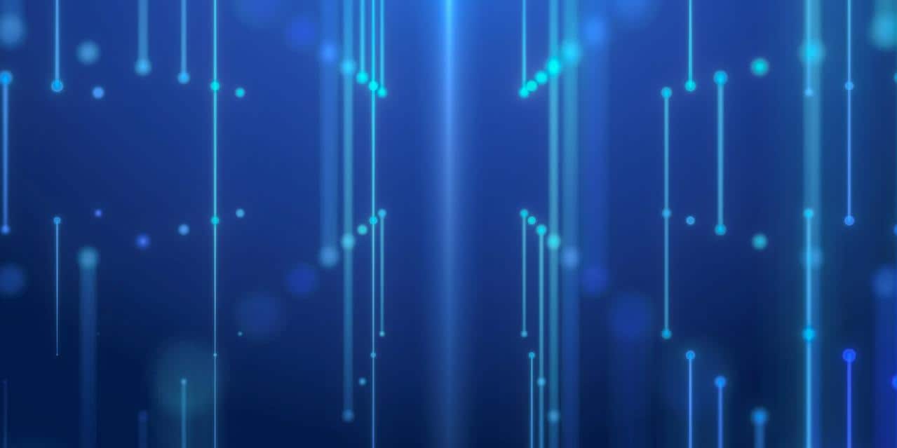 Futuristic abstract blue background with light dots and lines