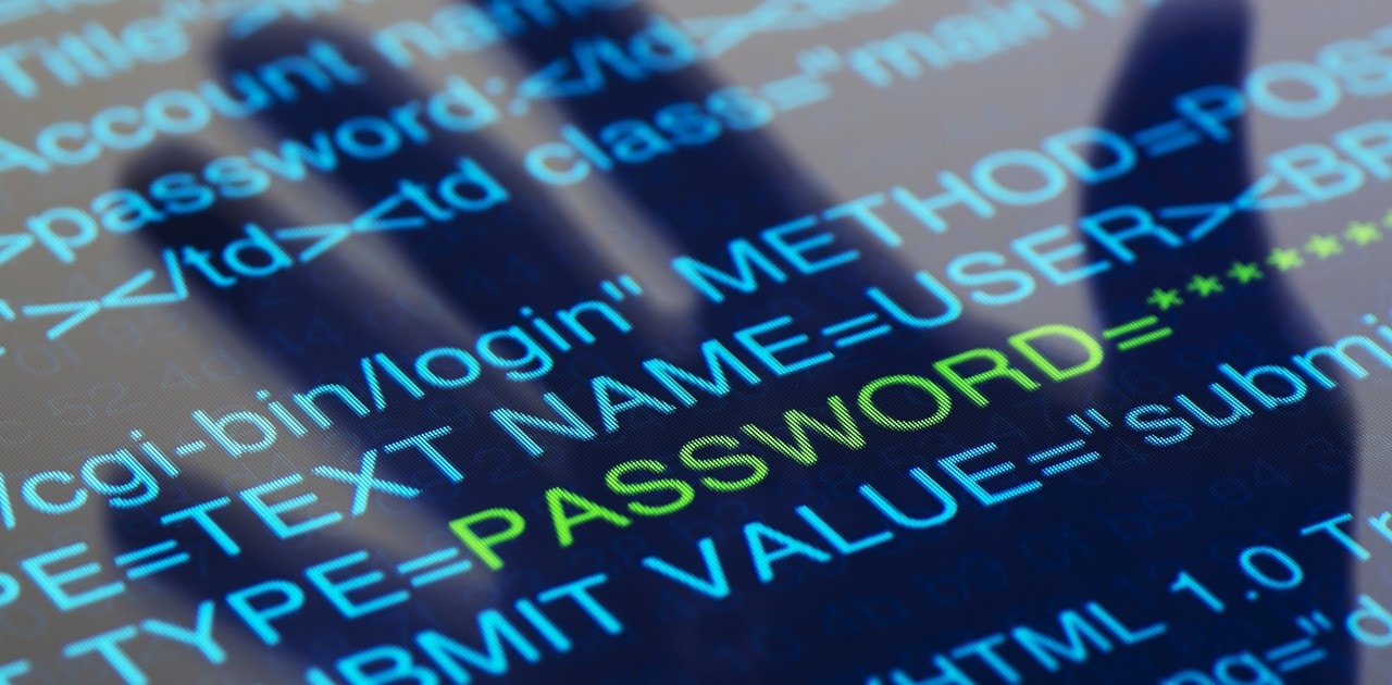Closeup of security code on computer screen