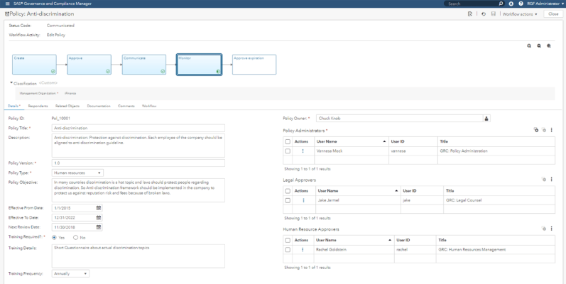 SAS Governance and Compliance Manager