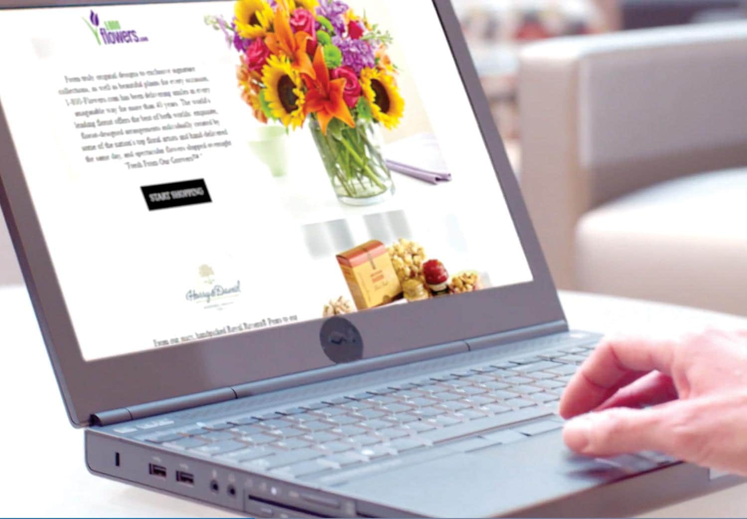 1-800 Flowers web site on laptop