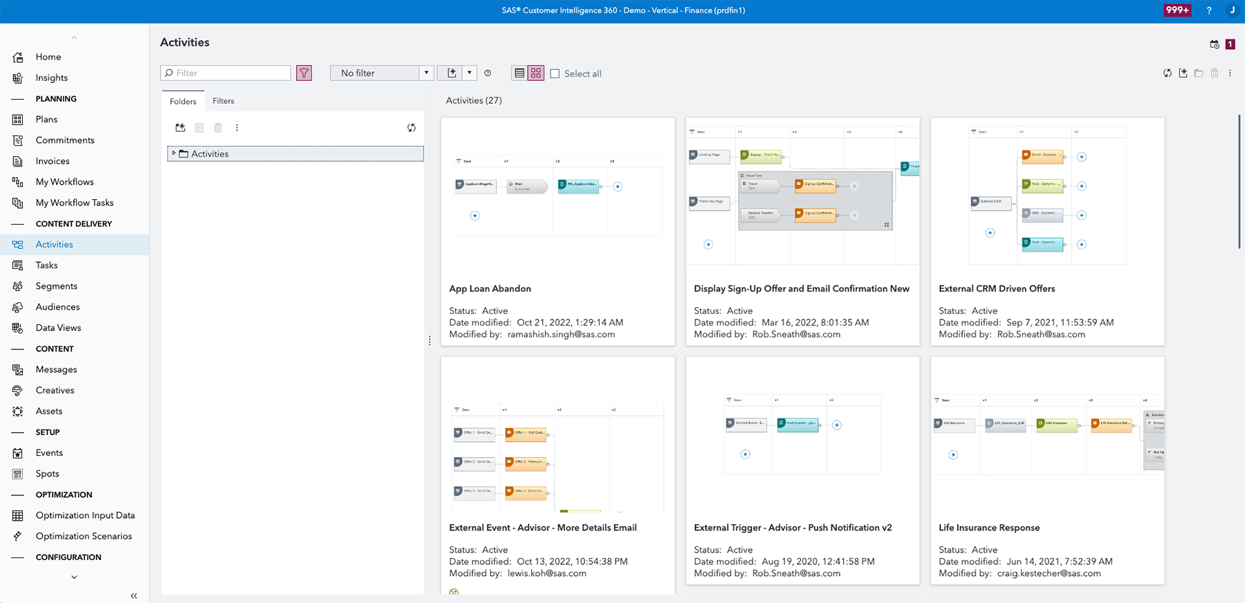 SAS Visual Investigator의 스크린샷