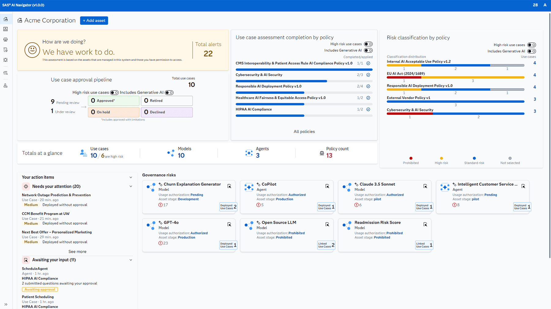 Screenshot of SAS AI Navigator showing home page