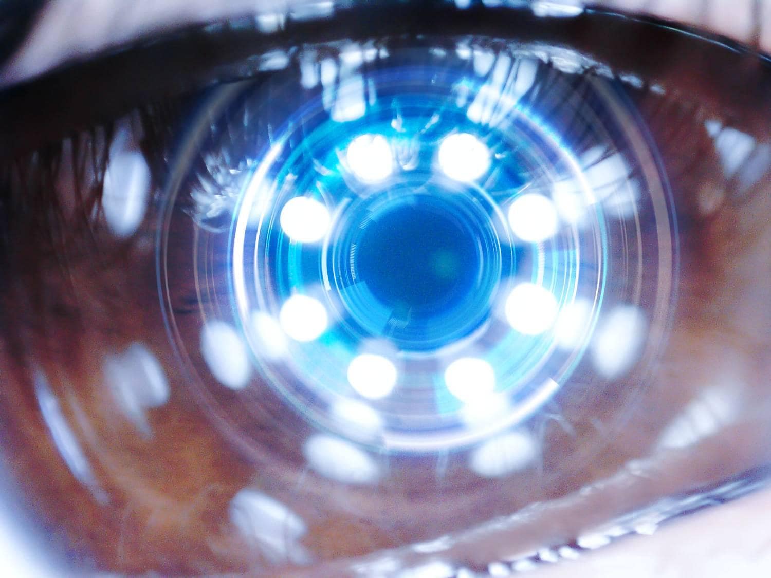 Close up of female robot eye